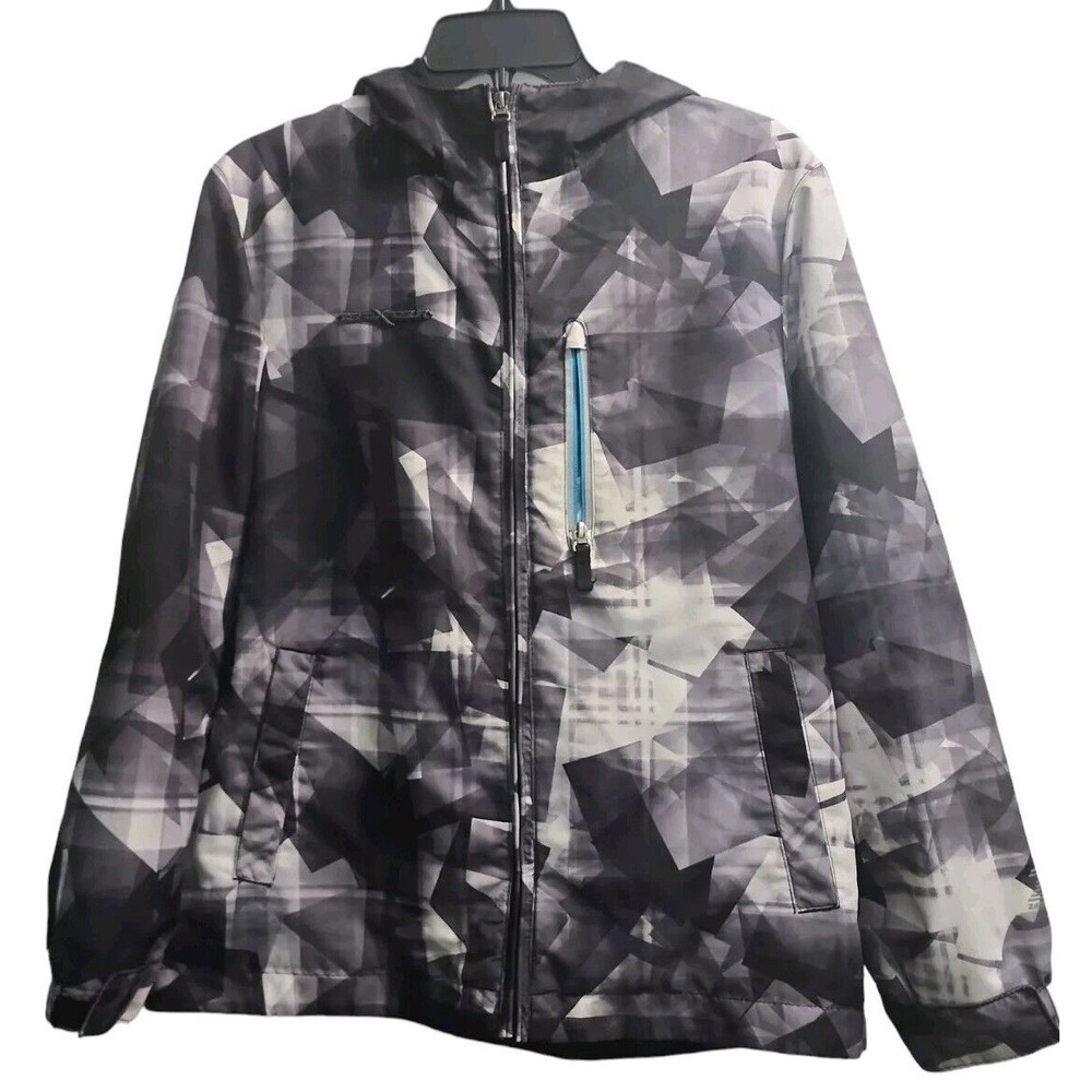ZeroXposur Hooded Rain Jacket Geometric Print Lightweight Coat